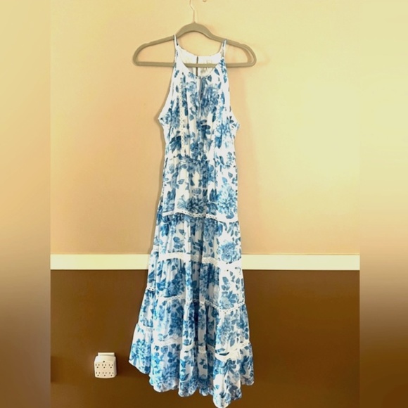 NWT White & Blue Floral Sleeveless Summer Dress Size 8 Petite by Ever New Petite - Picture 2 of 6